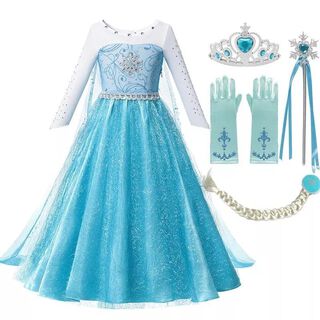 Disfraz Vestido Princesa Elsa Frozen con Accesorios ,hi-res