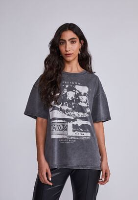 Polera Mujer Gris Oversize Freedom Sioux,hi-res