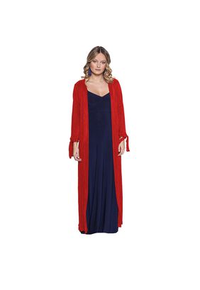 Tapado Kimono Largo Verona Rojo Plisado Maria Paskaro,hi-res