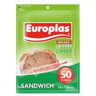 Europlas Bolsa Cierre Facil Zipper Sandwich 16x15cms 50un.,hi-res