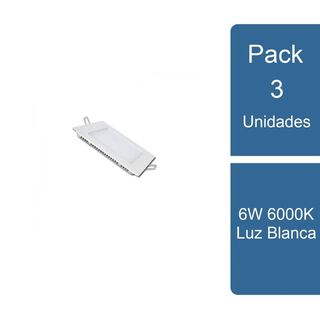 Pack 3 Foco Embutido Cuadrado LED 6W 6000K Luz Blanca,hi-res