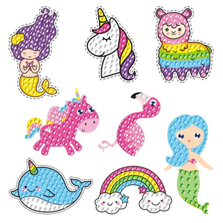 Kit Stickers pintura con diamantes - Sirenas y unicornios,hi-res