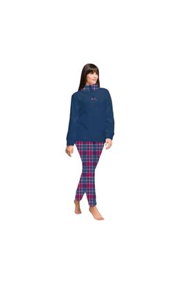 Pijama Fleece Cuadrille S Azul,hi-res