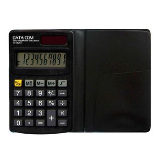 Calculadora Bolsillo 10 Digitos Negro Pila y Solar Datacom,hi-res