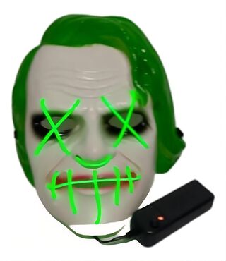 Mascara Halloween Joker Guasón - Luces Led Neón - Verde,hi-res