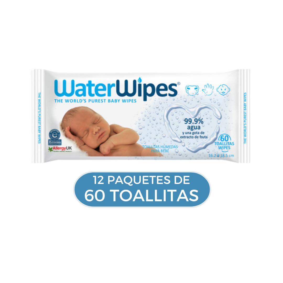 Pack WaterWipes Toallitas Húmedas (12 paquetes de 60 und)