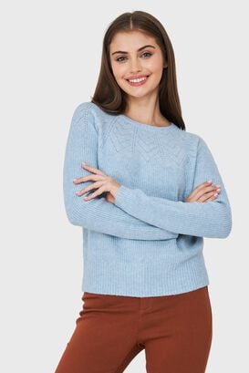 Sweater Detalle Punto Calado Celeste Nicopoly,hi-res