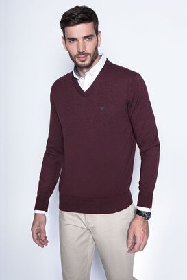 Melange Sweater Smart Casual L/S Burgundy,hi-res