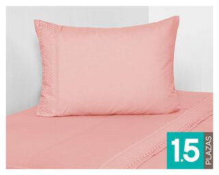 Juego de sábanas 1.5 plazas 144 hilos Rosa rosado,hi-res