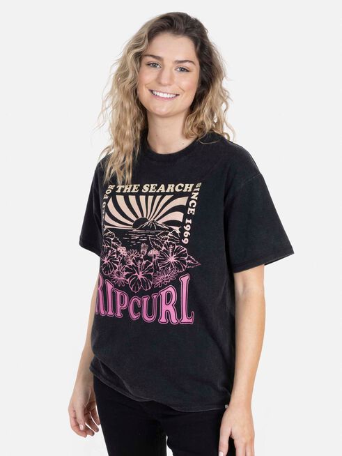 Polera SEARCHING FOR FLOWER MC Mujer Negro Rip Curl,hi-res