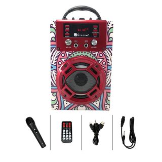 Parlante Bluetooth mini karaoke Mandala rojo,hi-res
