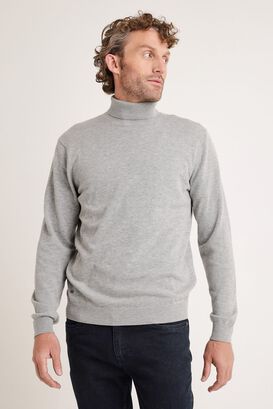 Sweater hombre cuello alto gris,hi-res