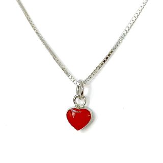 Collar Corazón Mini Esmaltado Rojo Plata Fina 925,hi-res