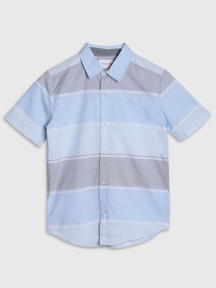 Camisa Niño Horizontal Stripe Azul Calvin Klein,hi-res