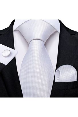 Corbata Blanca + Paño + Collera formal hombre. Modelo Blanco Classic,hi-res