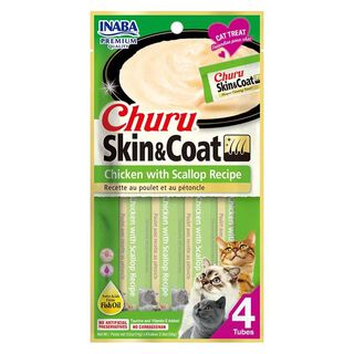 Snack Para Gato Inaba Churu Skin Cat Chicken Scallop 4 Tubos,hi-res
