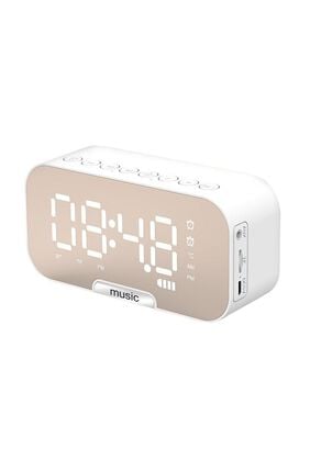 Radio Reloj Despertador Digital Parlante Bluetooth Y Espejo Blanco,hi-res