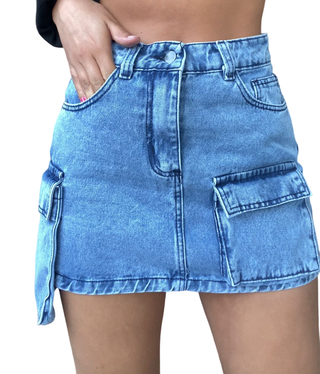 Mini Falda Jeans Bolsillos Mujer ,hi-res
