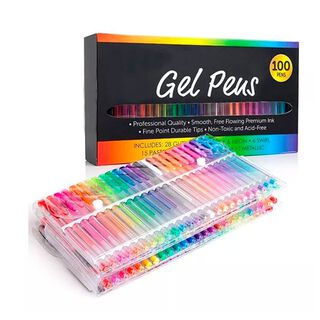 Set 100 Lápices Gel Neón-glitter-metálico-pastel,hi-res