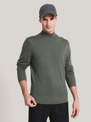 Sweater Cuello Alto Merino Mock Verde Calvin Klein,hi-res