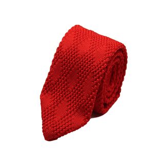 Corbata Tejida Roja Lisa Rombo 6.5 cm,hi-res
