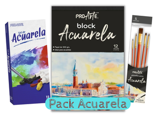 Super Pack Acuarela, 12 Tubos, 5 Pinceles y 1 Block de 12 Hojas,hi-res