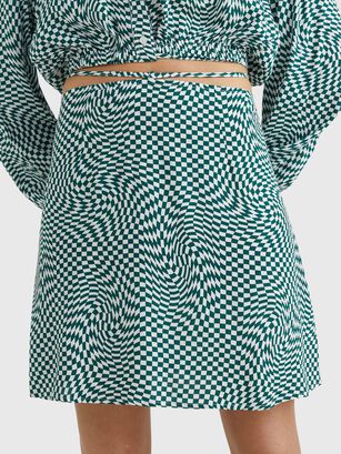Minifalda Checkerboard Tie Verde Tommy Hilfiger,hi-res