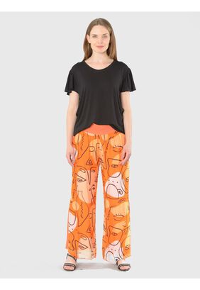 Pantalón Estampado Figuras Italiano Naranjo,hi-res