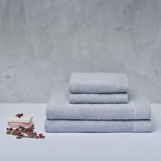 Set 2 toallas mano y 2 toallones baño Elegance azul hielo, 100% algodón, 550 gr/m2,hi-res