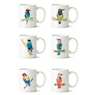 Set x 6 tazones mugs cerámica pájaros colores asa blanca Paper Home.,hi-res