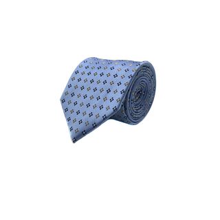 Corbata Seda Diseño Flor Azul 8cm,hi-res