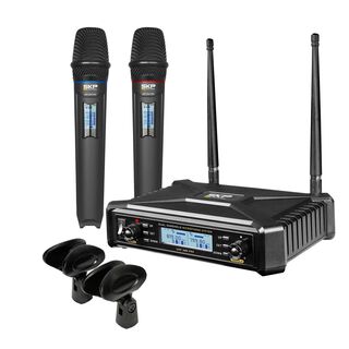 Sistema Inalámbrico Mano Doble UHF 600 Pro SKP Audio,hi-res
