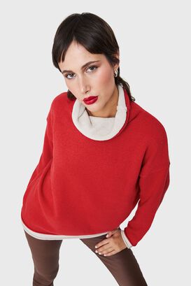 Sweater Holgado Efecto Doble Prenda Rojo Nicopoly,hi-res