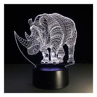 Lámpara Led 3d Rinoceronte Base Negra con App,hi-res