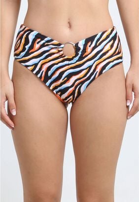 Bikini calzón alto argolla estampado naranja,hi-res