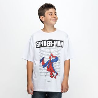 Polera Niño Muro Spiderman Blanco Marvel,hi-res