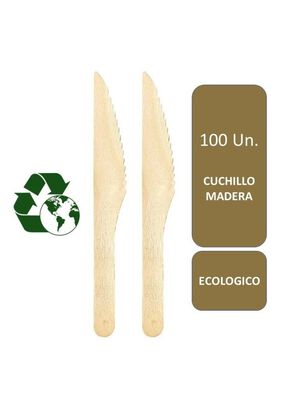 100 Cuchillos Cubiertos De Madera Desechables Ecológico,hi-res