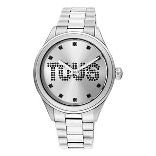 Reloj analógico con brazalete de acero y cristales T-Logo,hi-res