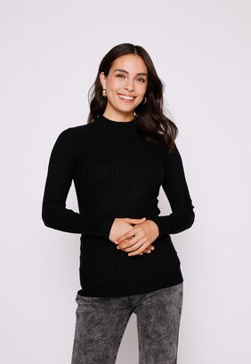 Sweater Mujer Negro Canuton Cuello Alto Family Shop,hi-res