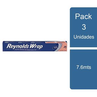 Pack 3 Papel aluminio 7.6mts Reynolds Wrap,hi-res