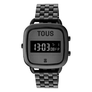 Reloj digital con brazalete de acero IP negro D-Logo Tous,hi-res