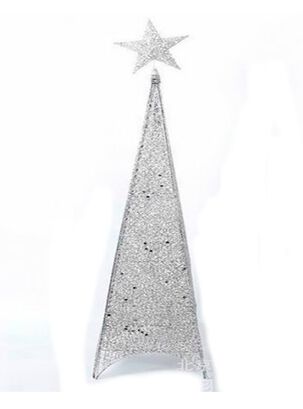 Arbol navidad plegable con luces 1,50 mts plateado,hi-res