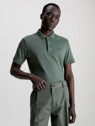 Polo Smooth Cotton Slim Verde Calvin Klein,hi-res