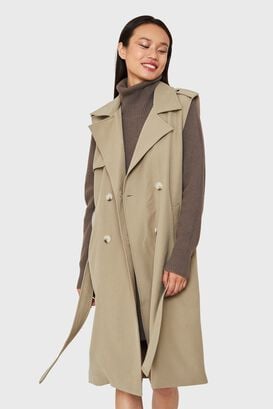 Trench Sin Mangas Taupe Nicopoly,hi-res