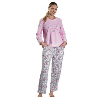 Pijama micropolar con aplicación bordada rosado Art 21574,hi-res