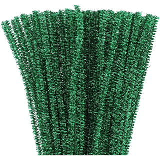 Limpiapipa metalizado Verde 100 undiades 6mm x 30cm,hi-res