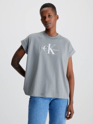 Camisa holgada con monograma Gris Calvin Klein,hi-res