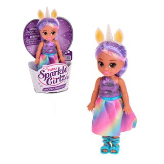 Muñeca 11 Cms Princesa Unicornio Sparkle Girlz - Violeta,hi-res
