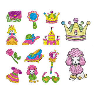 Kit Stickers pintura con diamantes - Perrita princesa,hi-res