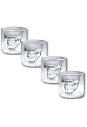 Pack de 4 Vasos para Whiskey Calavera Maya 75ML Doble Fondo,hi-res
